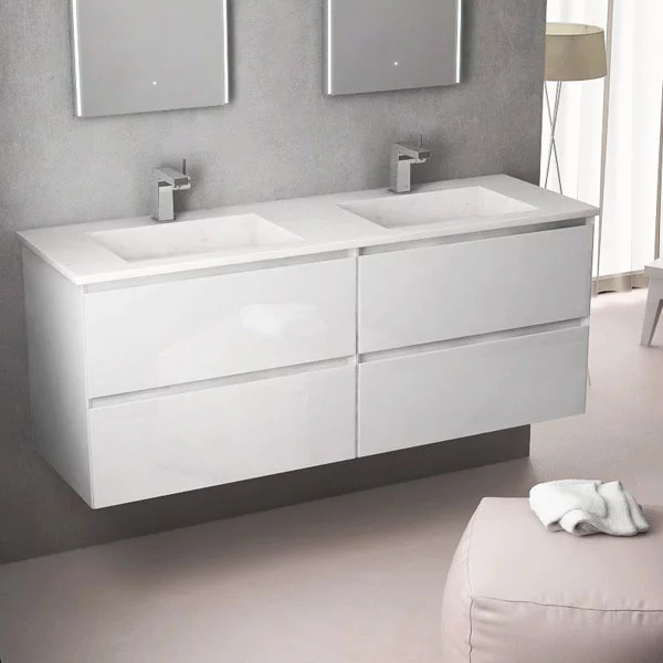 Ensemble Meuble de salle de bains Inglet 140cm laqué blanc brillant