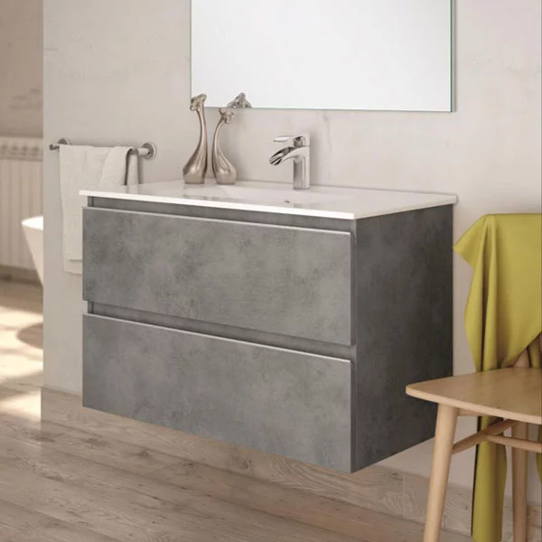 Ensemble Meuble de salle de bains Inglet 70cm 2 tiroirs Cemento