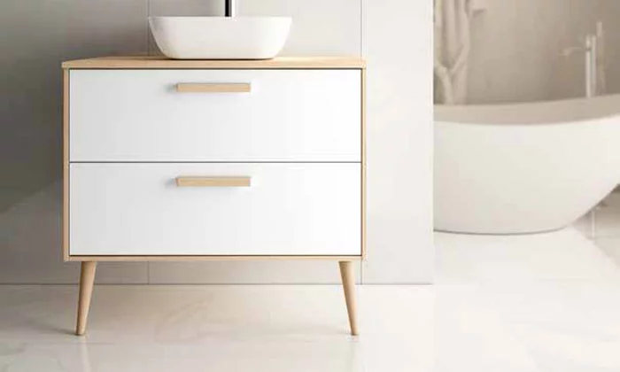 Ensemble Meuble Nordic 80cm Blanc Chêne naturel vasque à poser
