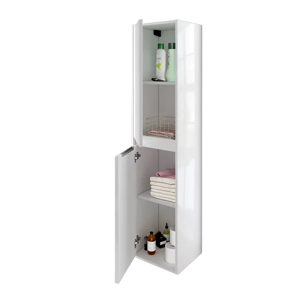 Colonne Tesive 2 portes laqué blanc brillant ouverture gauche