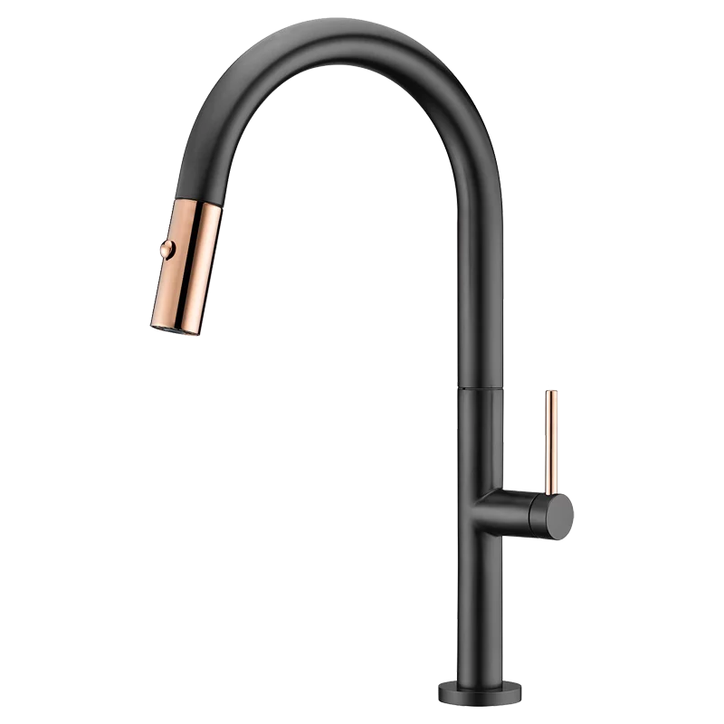 mitigeur de cuisine rétractable SAMOA noir/or - GCE017-NOR