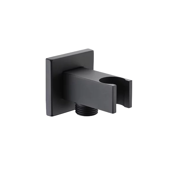 Support carré de douche avec sortie eau noir mat - SFR001/NG