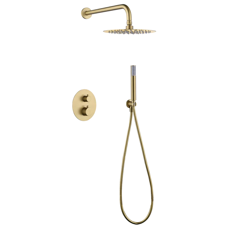 Ensemble de douche thermostatique encastré Monza or brossé GTM039/OC
