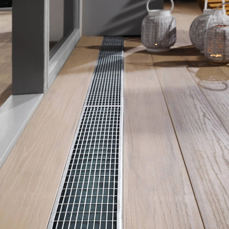 Caniveau de drainage avec grille - inox 304 acier zingué - DW-DRAIN100 - longueur 1m